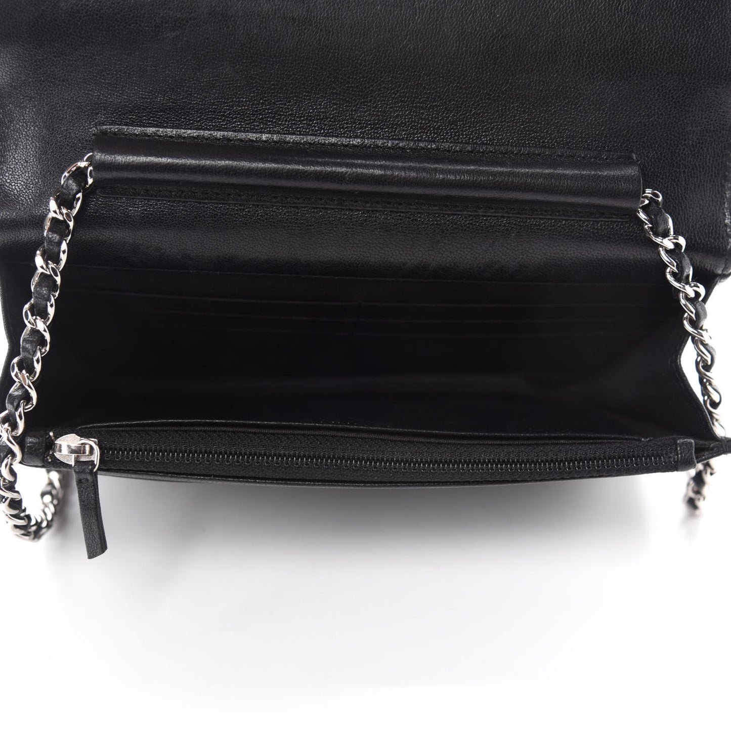 Sheepskin Quilted Mademoiselle Vintage Wallet On Chain WOC Black