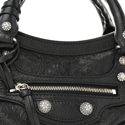 Balenciaga Agneau Arena Crystal Neo Cagole Handbag XS Black 9 of 13