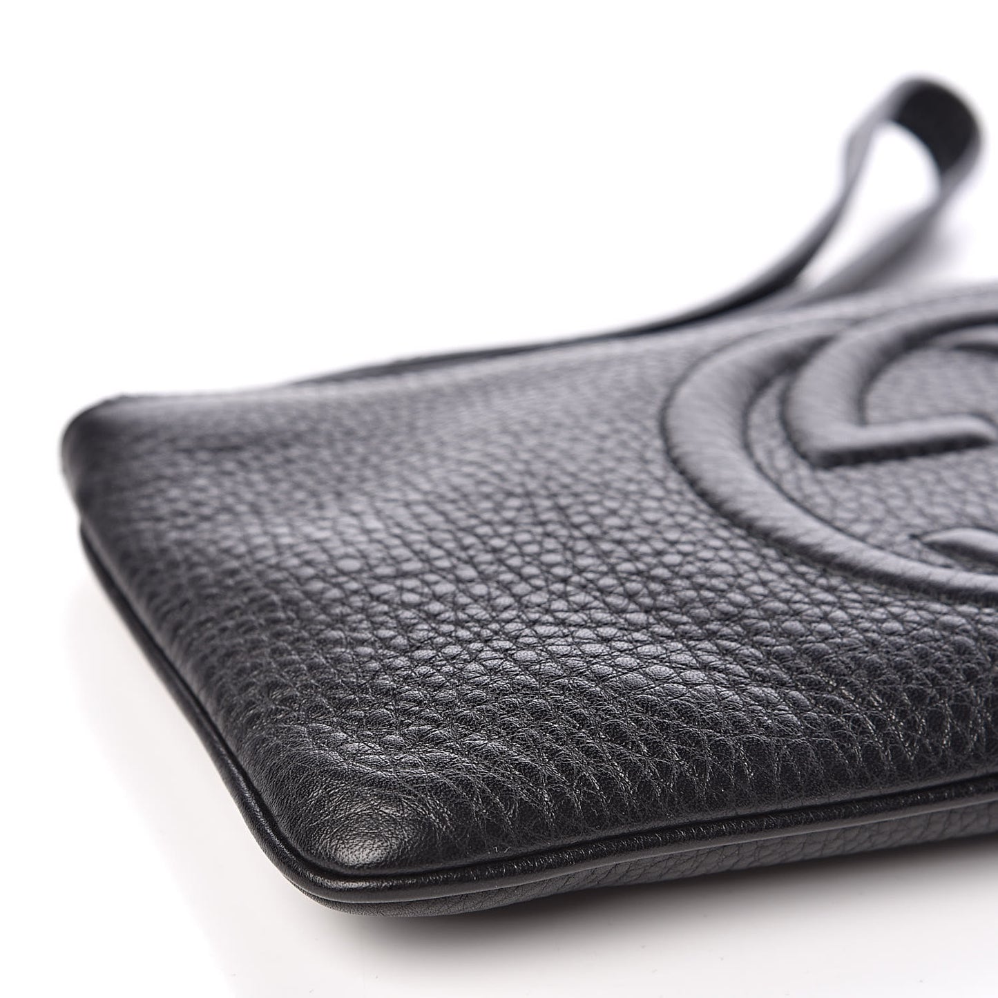Pebbled Calfskin Soho Wristlet Black
