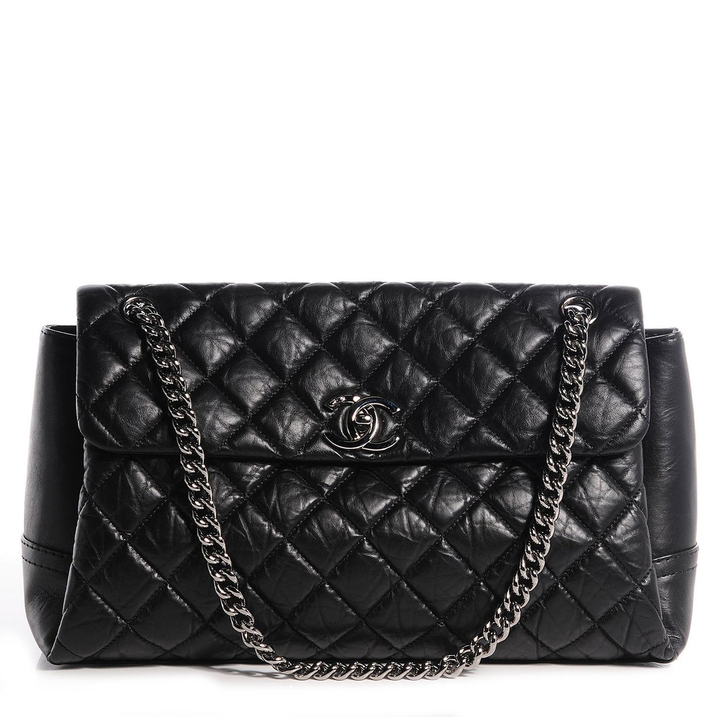 Calfskin Medium Lady Pearly Flap Black