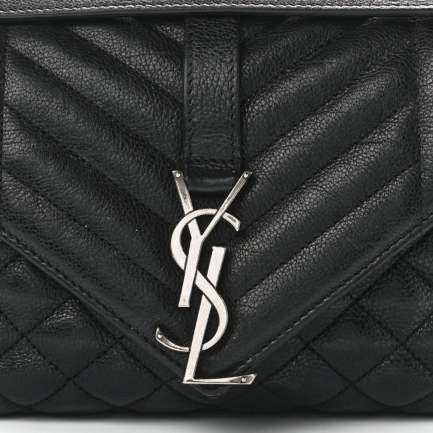 Saint Laurent Sheepskin Tri-Quilt Monogram Medium College Bag Black 9 of 12