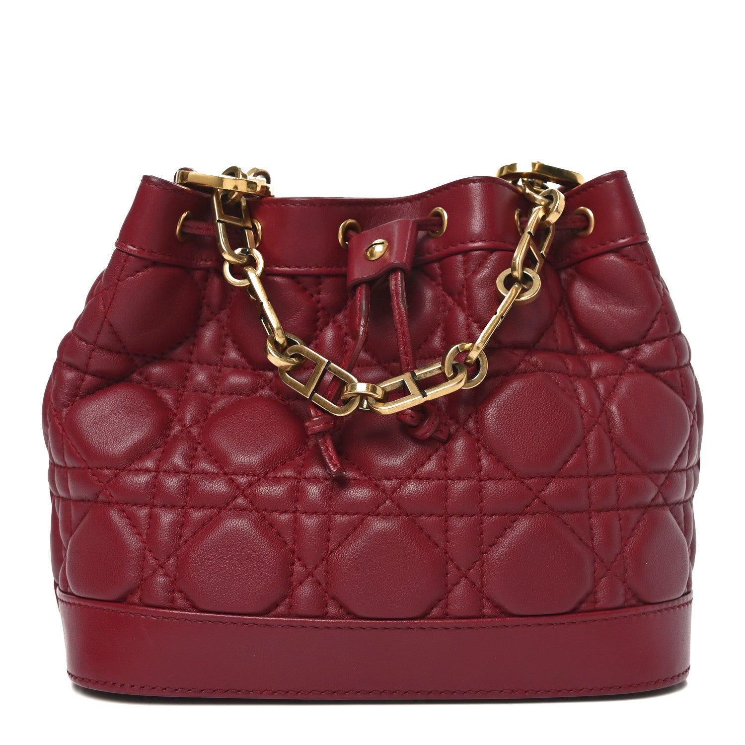 Christian Dior Lambskin Cannage Miss Dior Bucket Bag Cherry Red 1 of 10