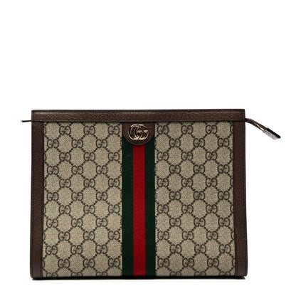 Gucci GG Supreme Monogram Web Ophidia Pouch Brown 1 of 4