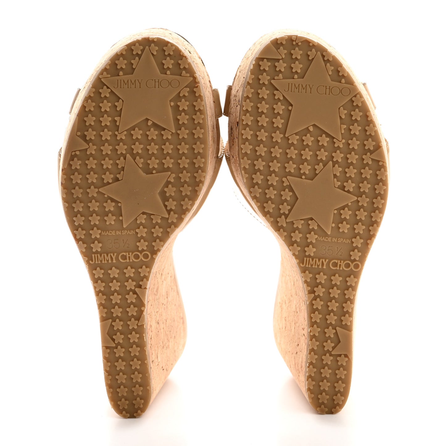 Patent Calfskin Perfume Cork Wedge Sandals 35.5 Nude