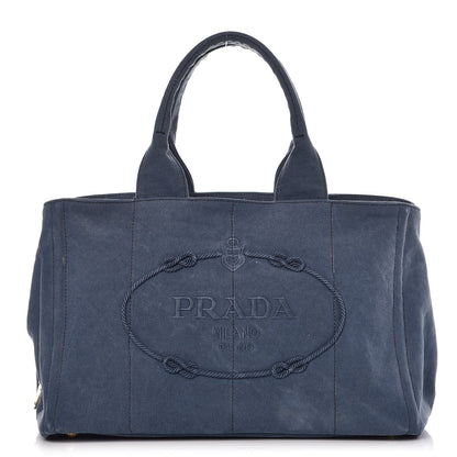 Prada Canvas Canapa Logo Tote Blue 1 of 13