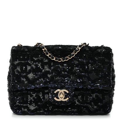 Chanel Sequin Quilted Small Single Flap Black 1 of 11