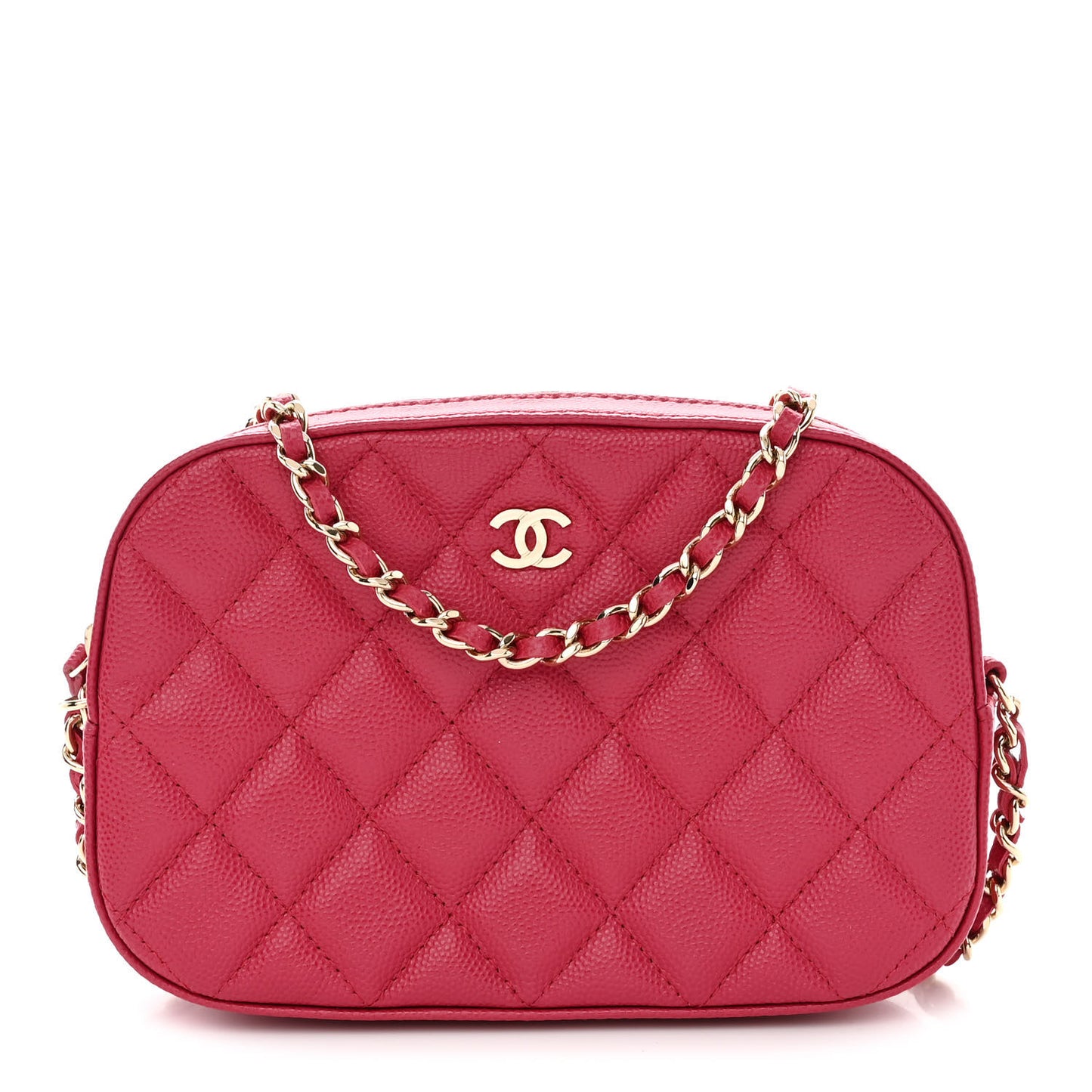 Caviar Quilted Camera Case Dark Pink