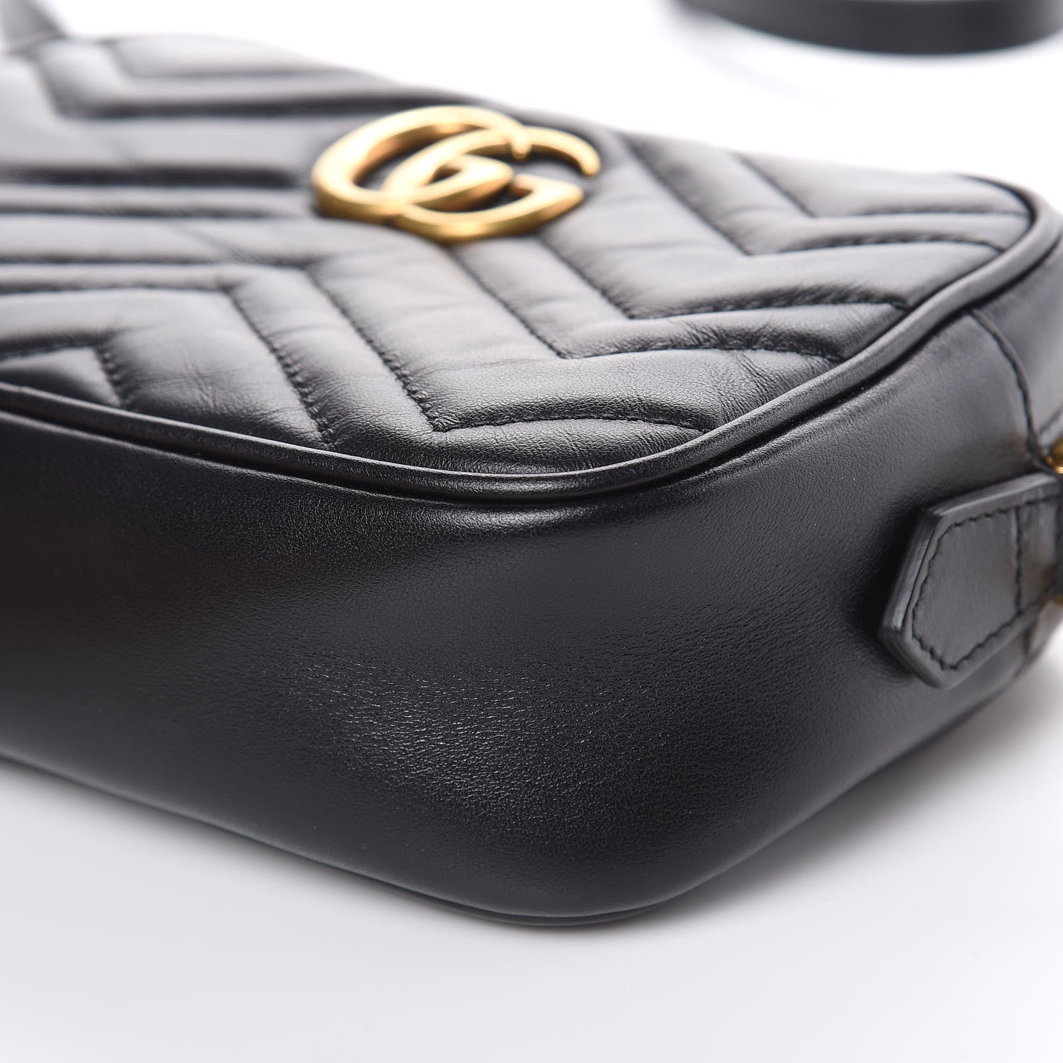 Gucci Calfskin Matelasse Mini GG Marmont Chain Shoulder Bag Black 9 of 12