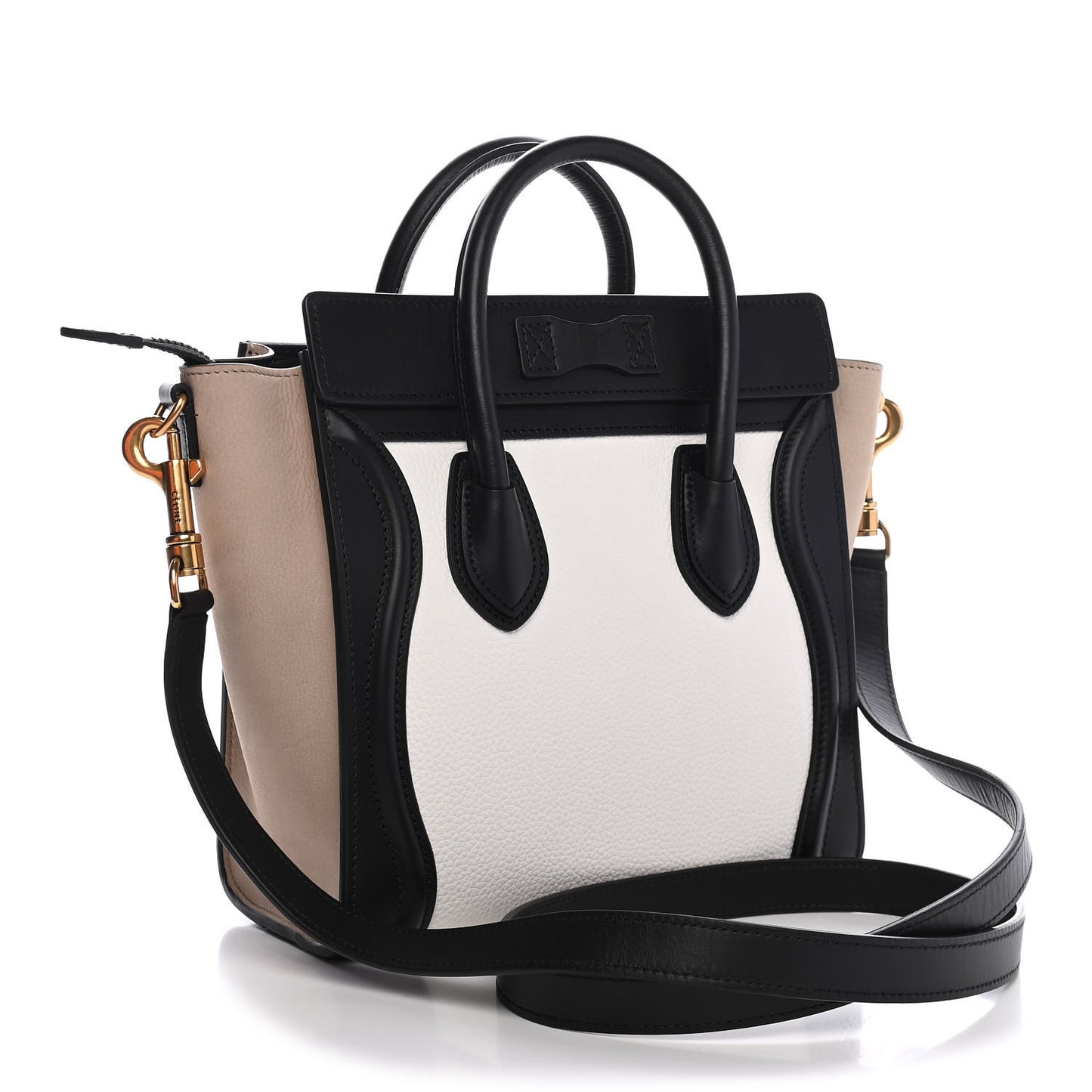 Smooth Drummed Calfskin Nano Tri-Color Luggage White