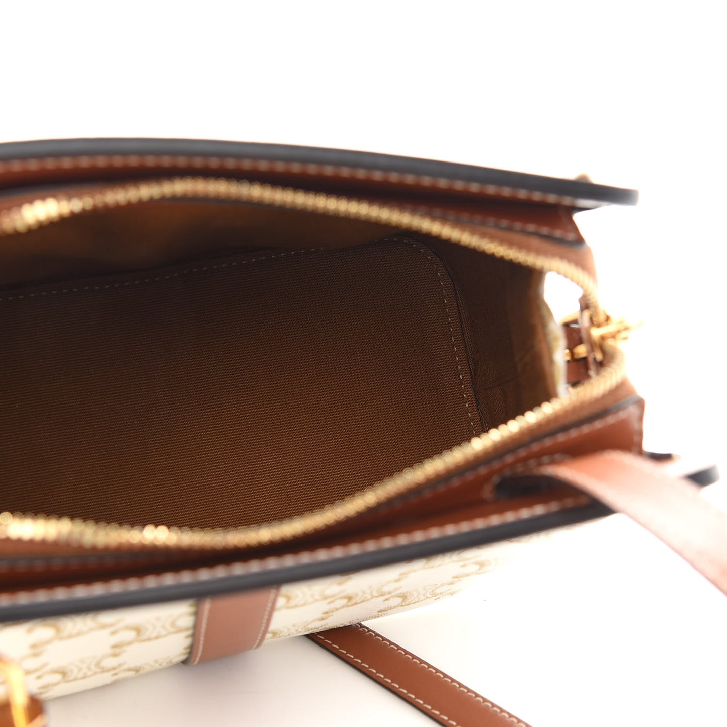 Calfskin Canvas Triomphe Teen Cabas De France White