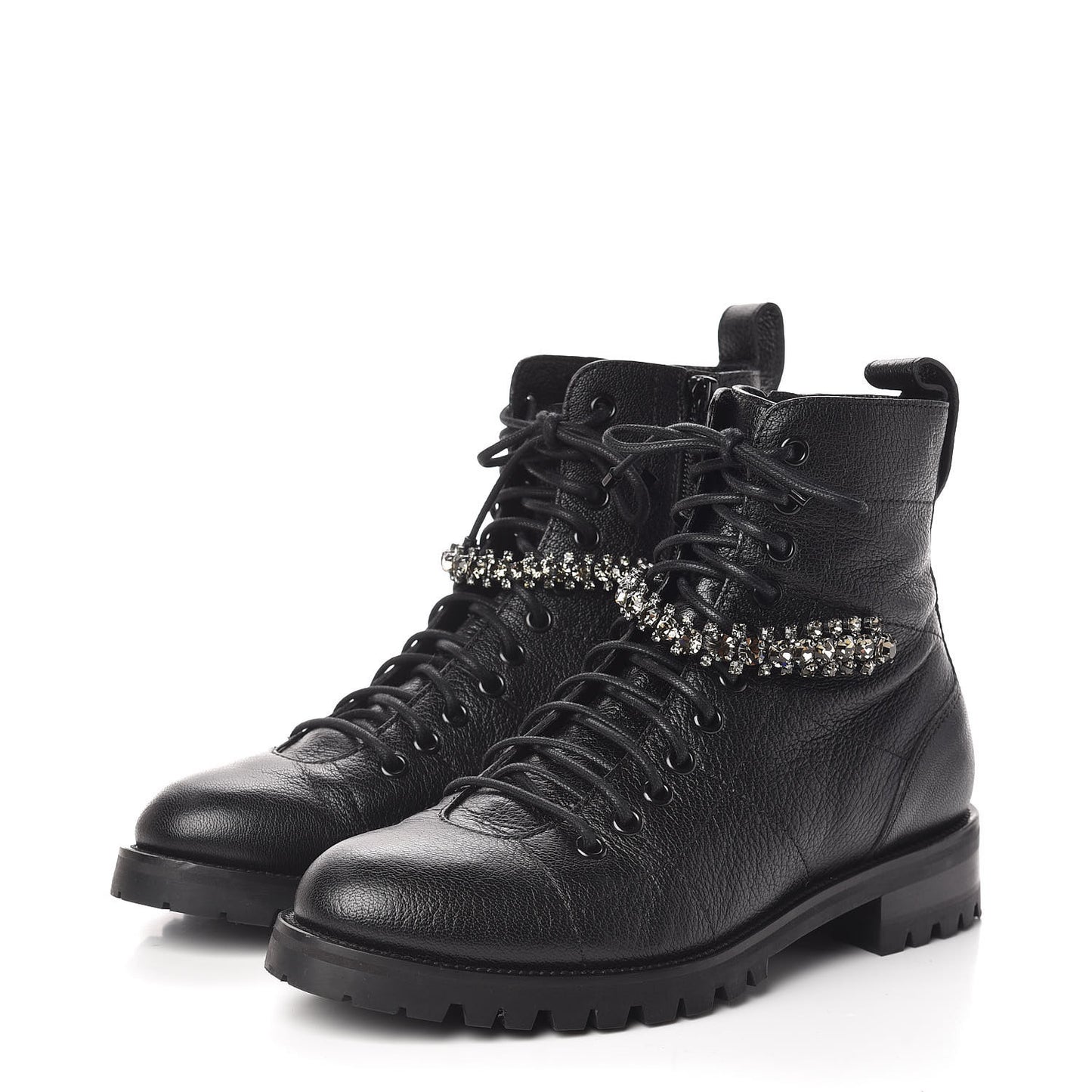 Lambskin Combat Boots 38 Black