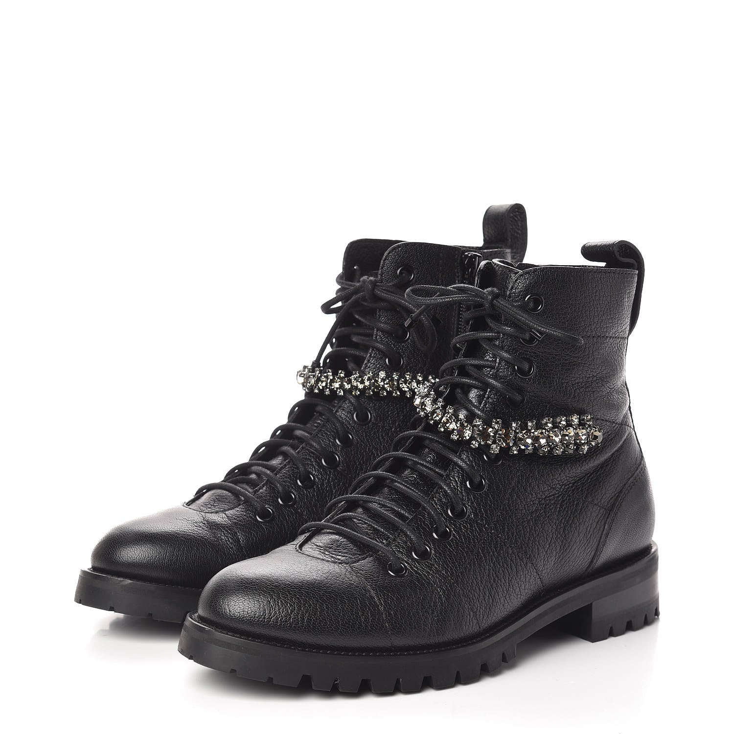 Jimmy Choo Lambskin Combat Boots 38 Black 3 of 10