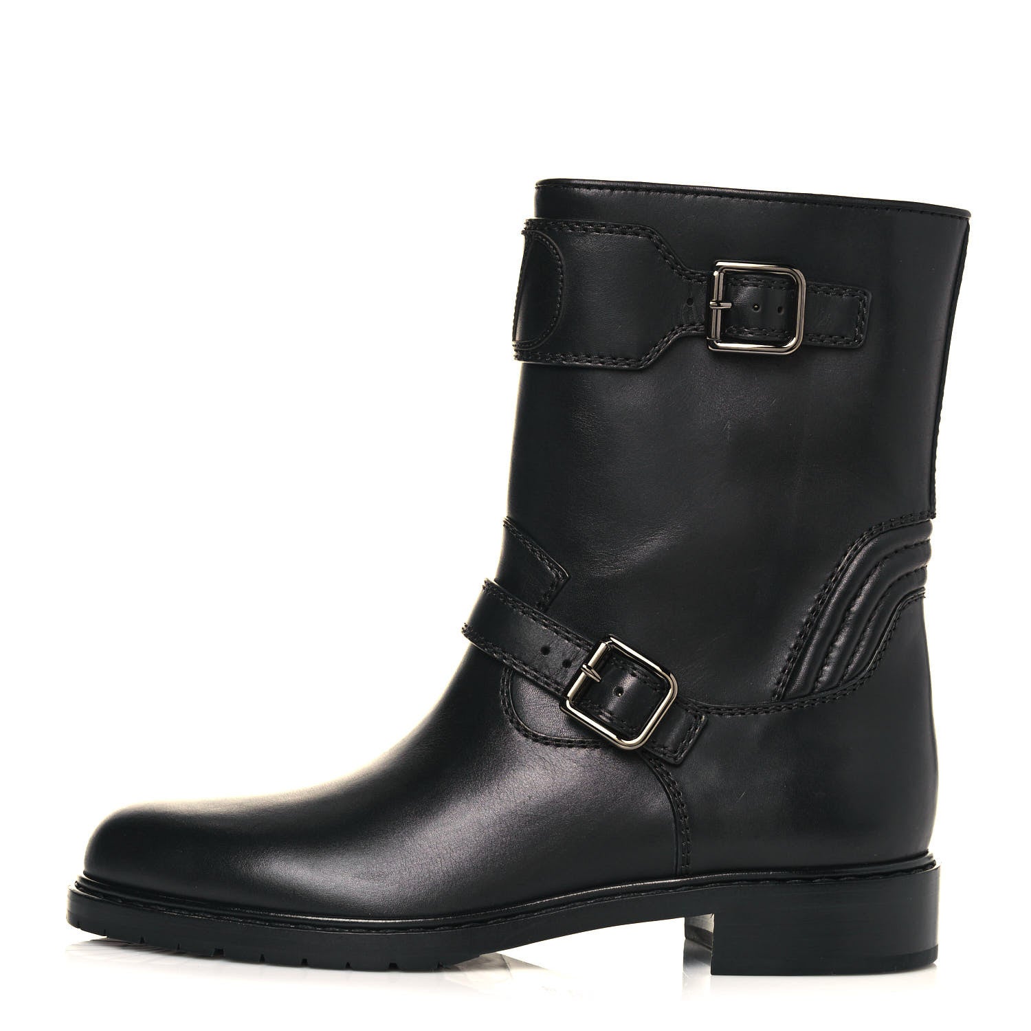 Valentino Garavani Calfskin Vlogo Biker Boots 40 Black 1 of 8