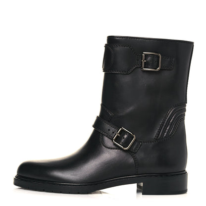 Valentino Garavani Calfskin Vlogo Biker Boots 40 Black 1 of 8