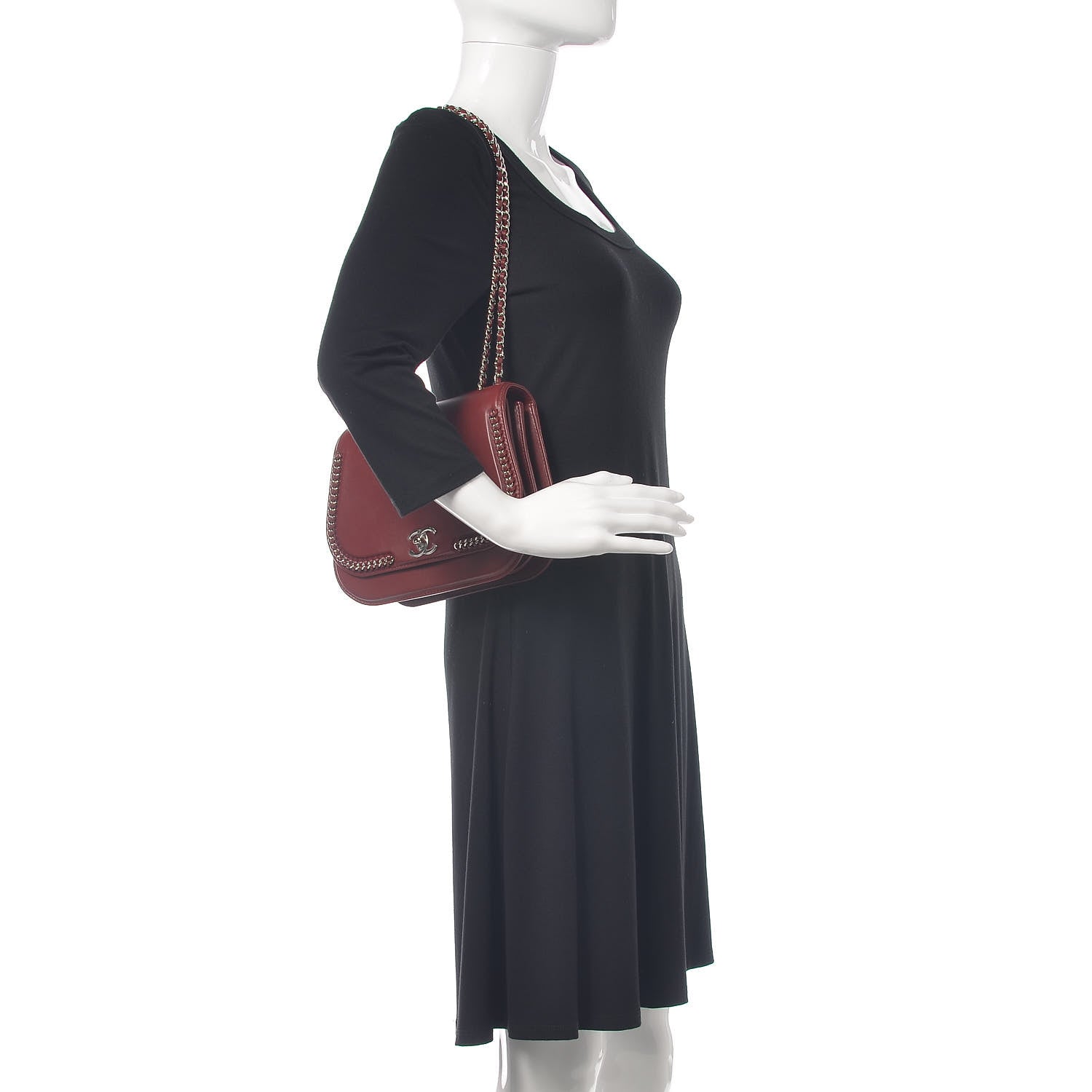 Chanel Calfskin Braided Medium Chic Flap Burgundy 2 of 13