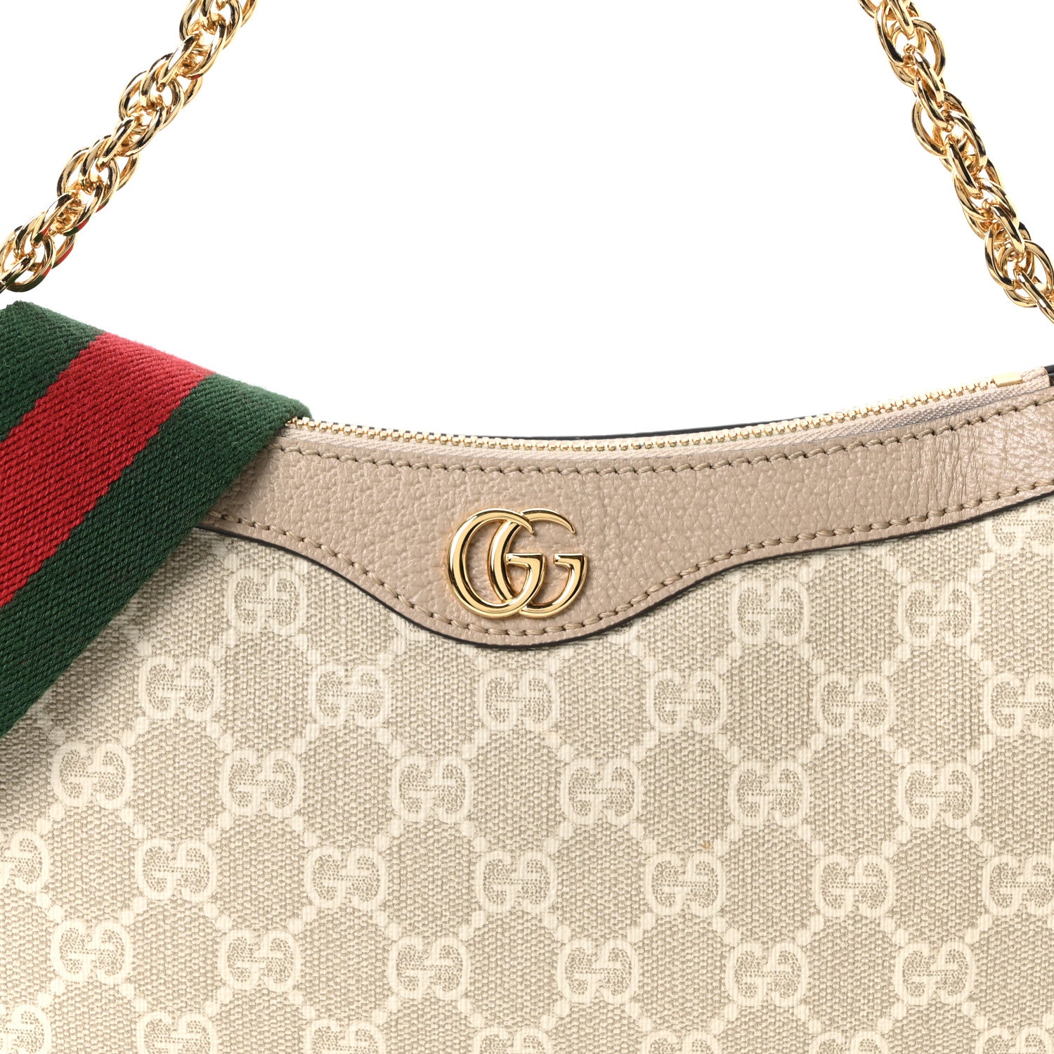Gucci GG Supreme Monogram Textured Dollar Calfskin Web Small Ophidia GG Handbag Beige Mystic White Oatmeal 7 of 10