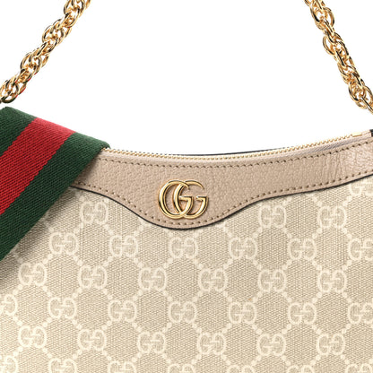 Gucci GG Supreme Monogram Textured Dollar Calfskin Web Small Ophidia GG Handbag Beige Mystic White Oatmeal 7 of 10