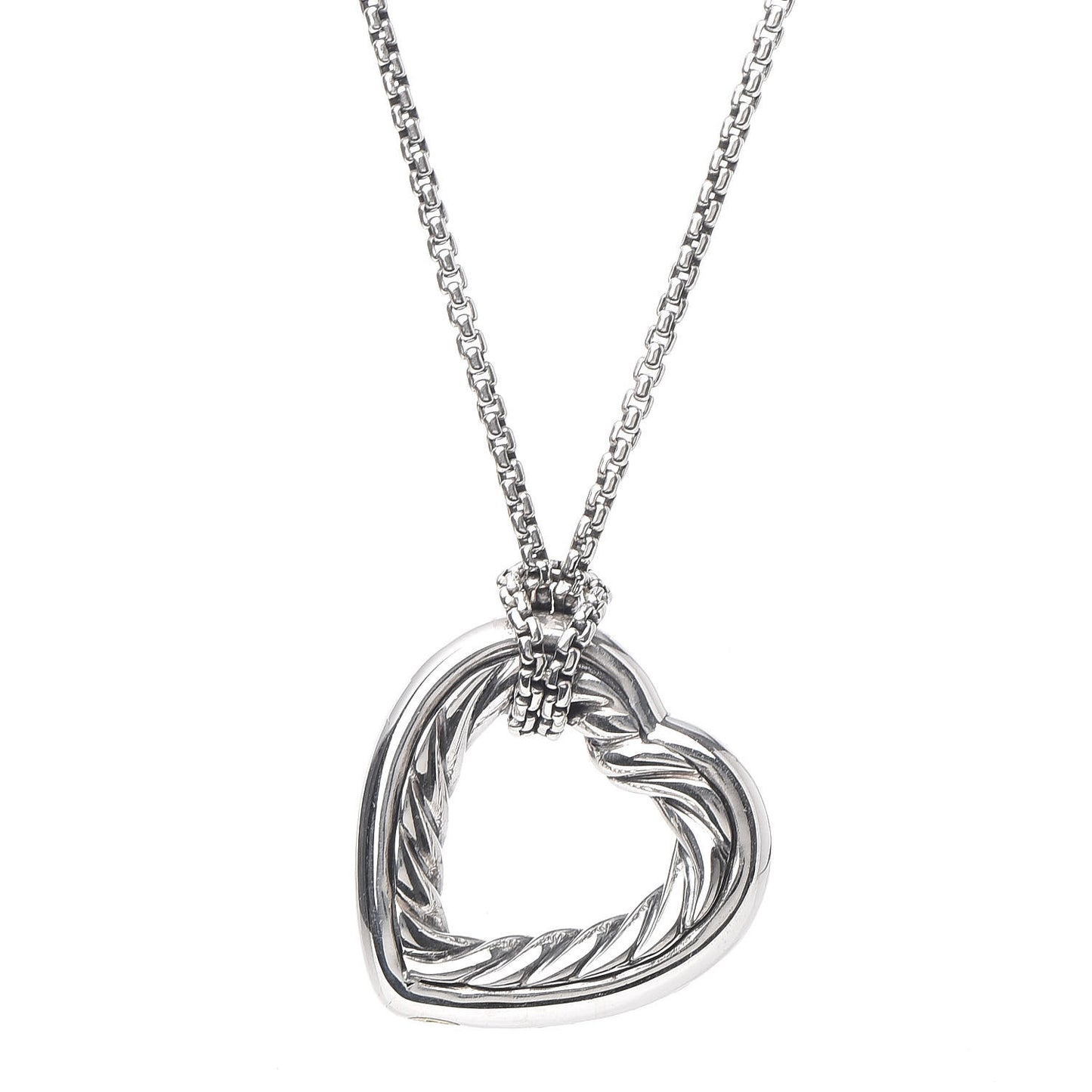 Sterling Silver 18K Yellow Gold Open Heart Cable Necklace