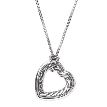 David Yurman Sterling Silver 18K Yellow Gold Open Heart Cable Necklace 3 of 5