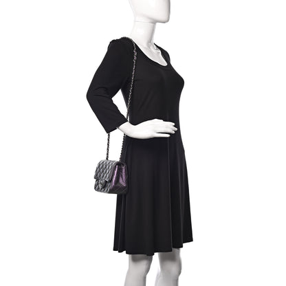 Chanel Iridescent Lambskin Quilted Mini Square Flap Dark Purple 2 of 10