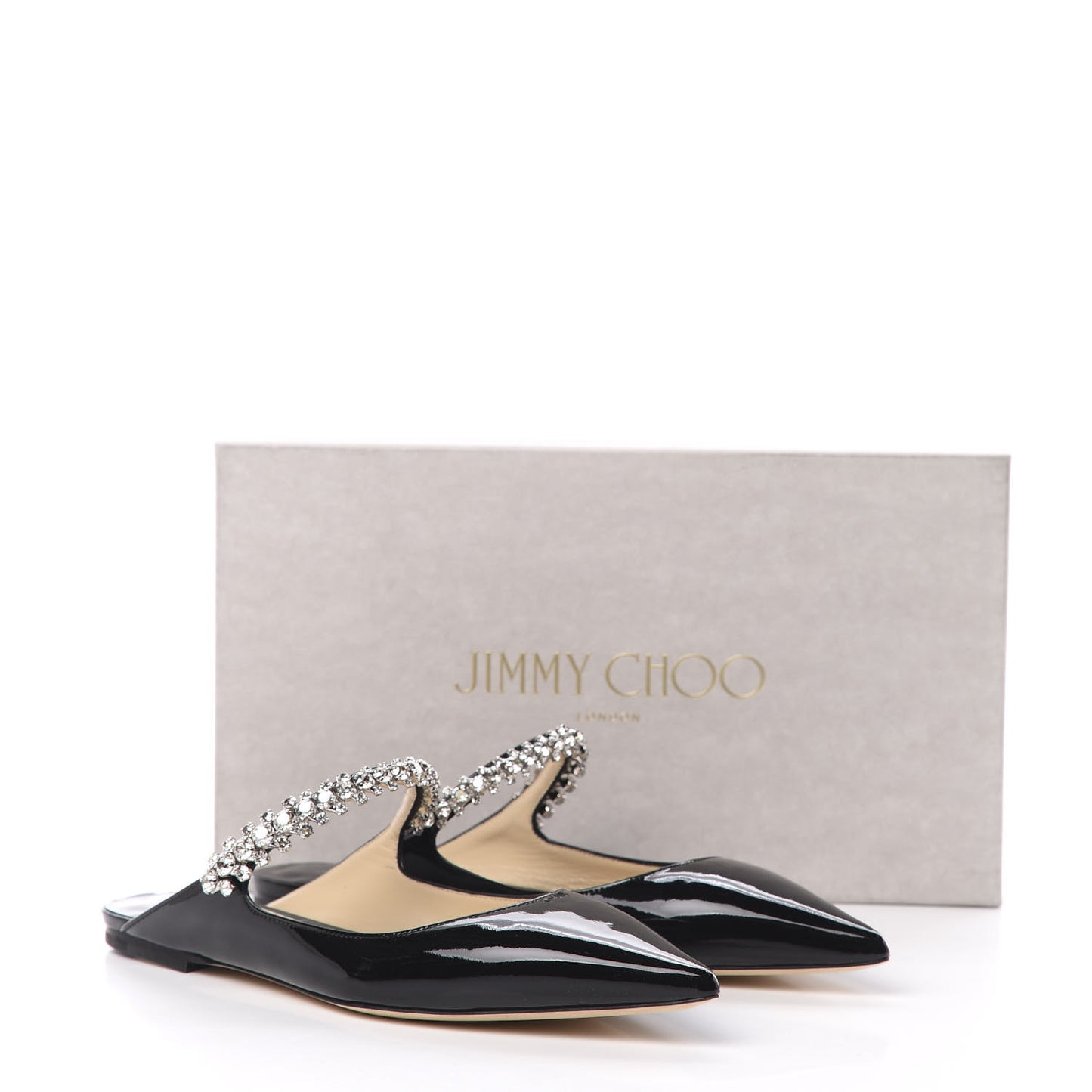Patent Calfskin Bing 100 Mules 38.5 Black