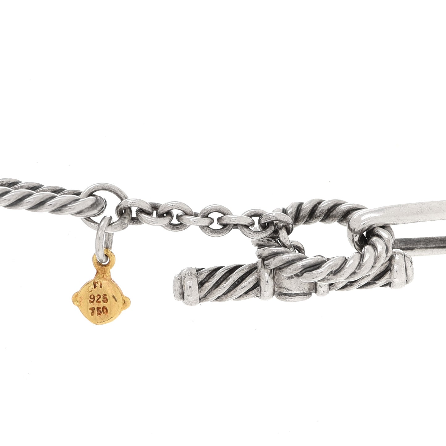 Sterling Silver 18K Yellow Gold Amethyst Pearl Figaro Chain Necklace