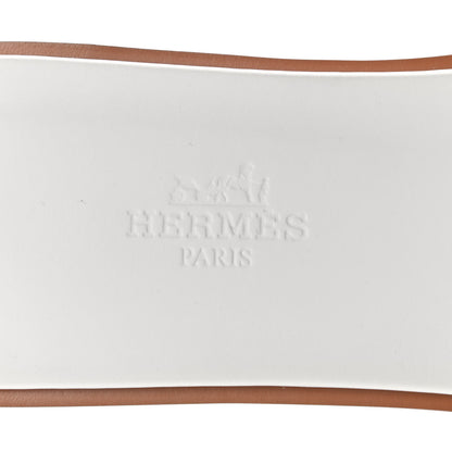 Hermes Box Calfskin Oran Sandals 37.5 White 6 of 8