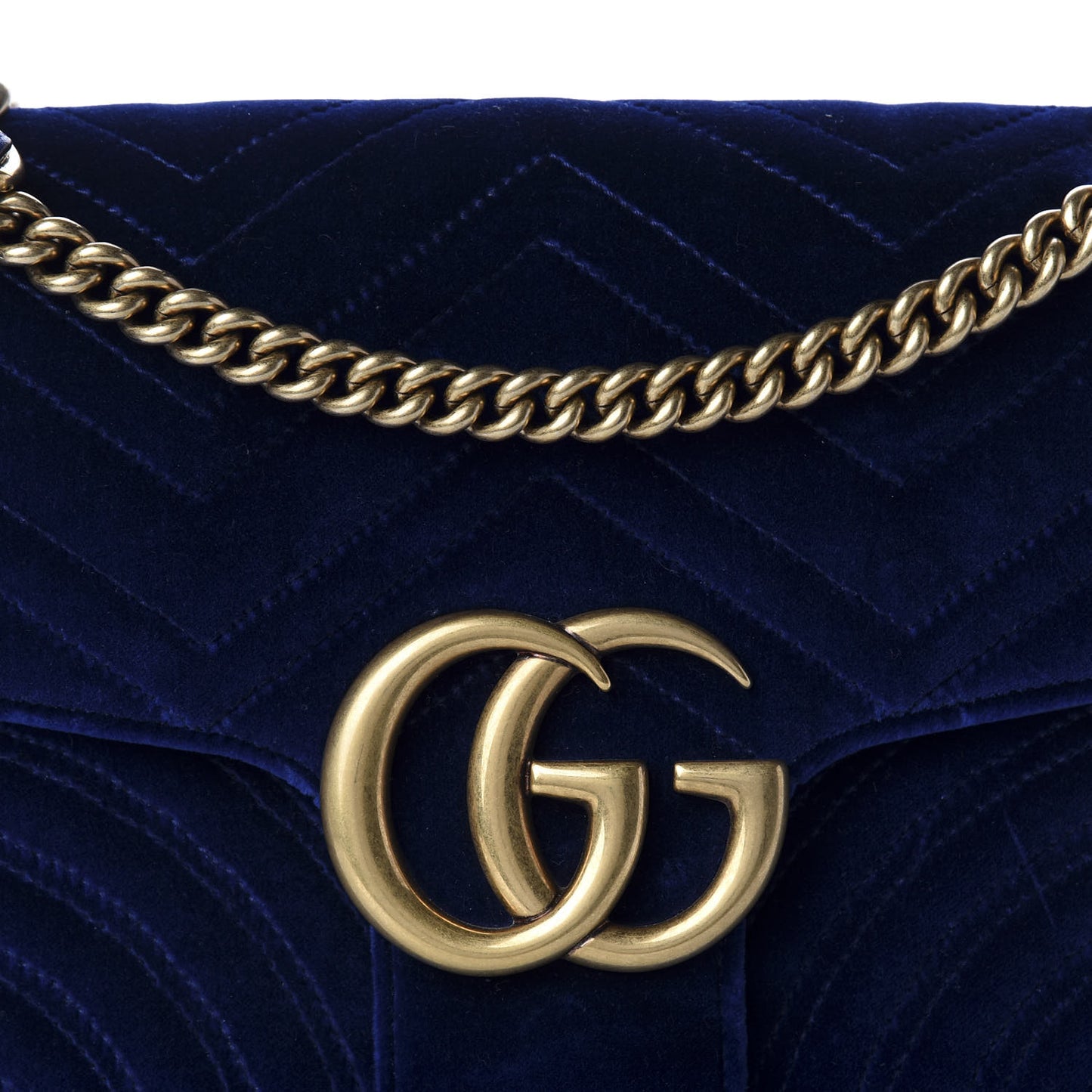 Velvet Matelasse Medium GG Marmont Shoulder Bag Cobalt Blue