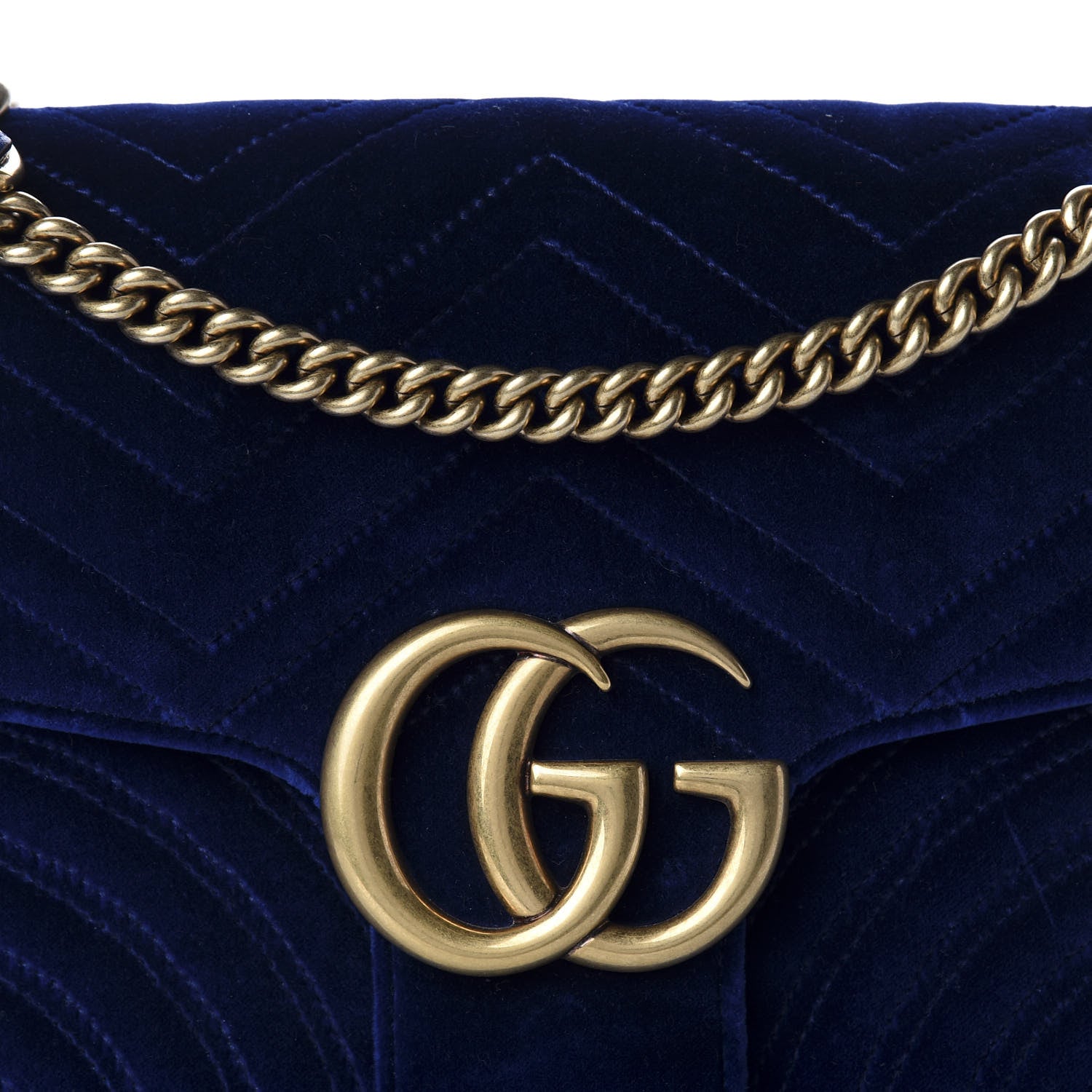 Gucci Velvet Matelasse Medium GG Marmont Shoulder Bag Cobalt Blue 12 of 12