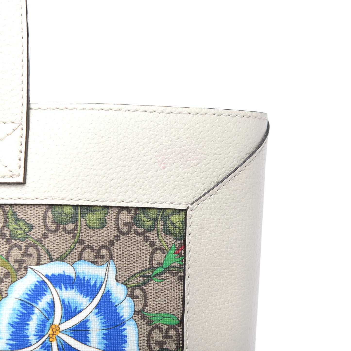 GG Supreme Monogram Flora Web Ophidia Vertical Shopping Tote White