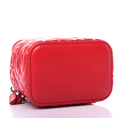 Chanel Lambskin Camellia Embossed Mini Vanity Case With Chain Red 4 of 11