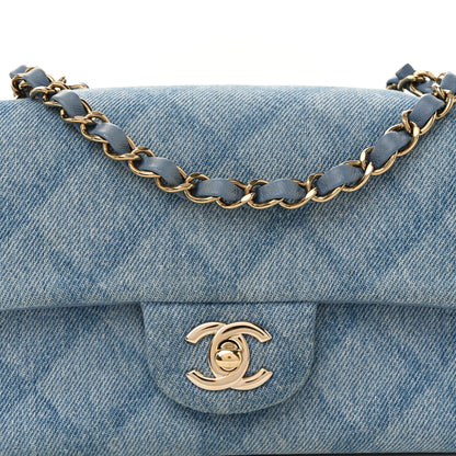 Chanel Printed Denim Quilted Mini Rectangular Flap Light Blue 8 of 11