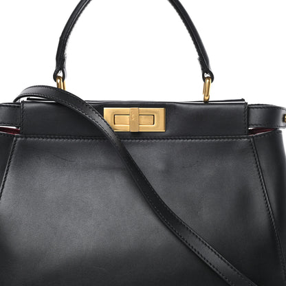 Fendi Vitello Morgan Shiny Nappa Medium Peekaboo Iconic Satchel Black Ciliegia 10 of 13