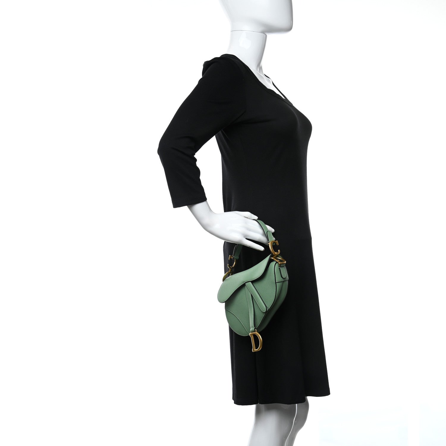 Christian Dior Grained Calfskin Mini Saddle Bag Green 2 of 9