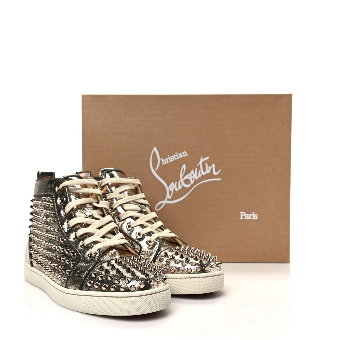 Laminato Dino Nappa Spikes Mens Louis Orlato Flat Sneakers 44 Platine