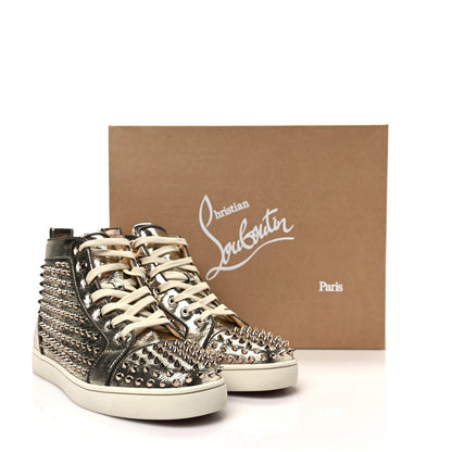 Christian Louboutin Laminato Dino Nappa Spikes Mens Louis Orlato Flat Sneakers 44 Platine 7 of 7