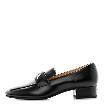 Chanel Shiny Calfskin Logo Loafers 37 Black 1 of 13