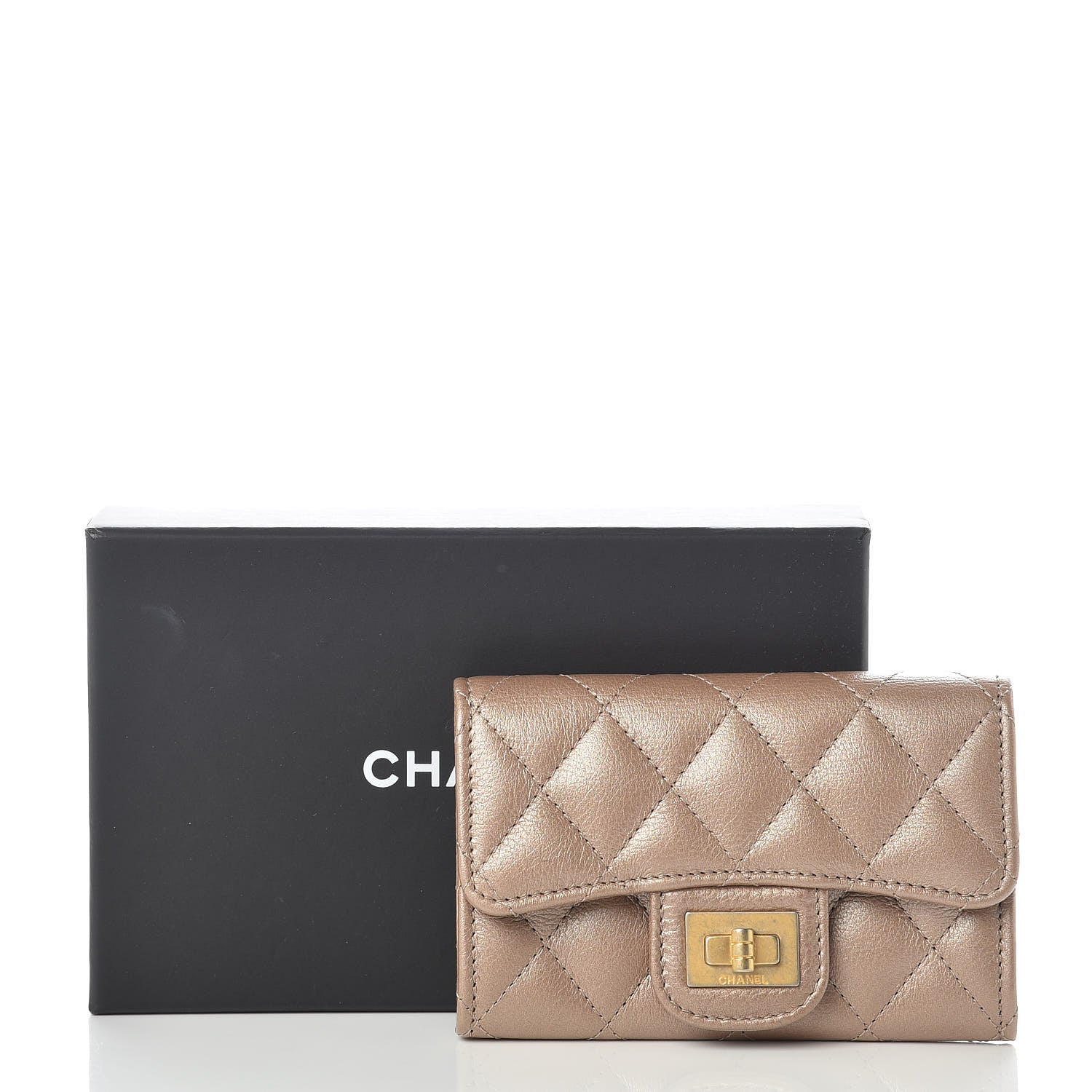 Chanel Metallic Calfskin Quilted Reissue Card Holder Wallet Gold 9 of 9