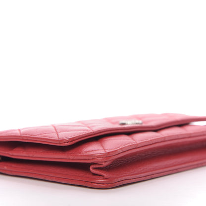 Chanel Calfskin Diamond Stitch Wallet On Chain WOC Red 6 of 10