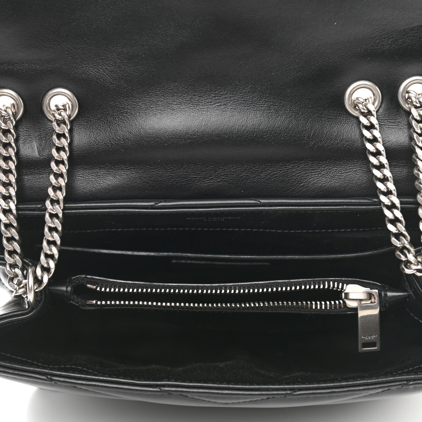 Calfskin Y Quilted Monogram Small Loulou Chain Satchel Black