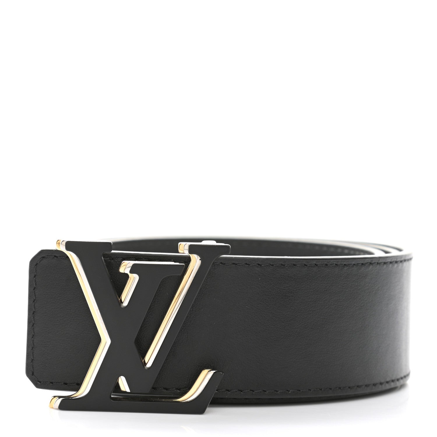 Louis Vuitton Calfskin 45mm LV Capucine Initiales Belt 85 34 Black Grey 1 of 5