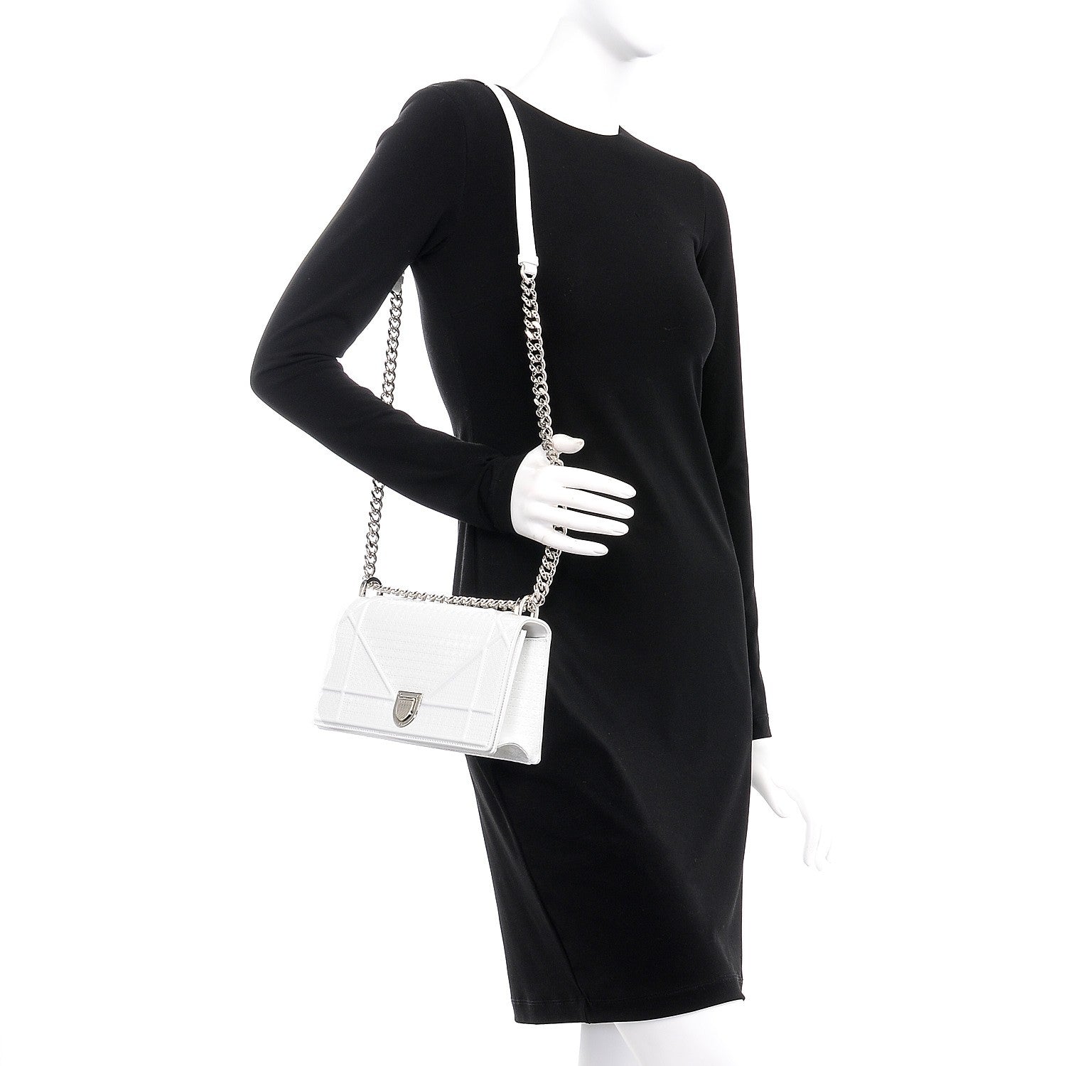 Christian Dior Patent Micro-Cannage Small Diorama Flap Bag White 2 of 8