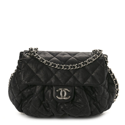 Chanel Washed Lambskin Quilted Medium Chain Around Messenger Black 1 of 9