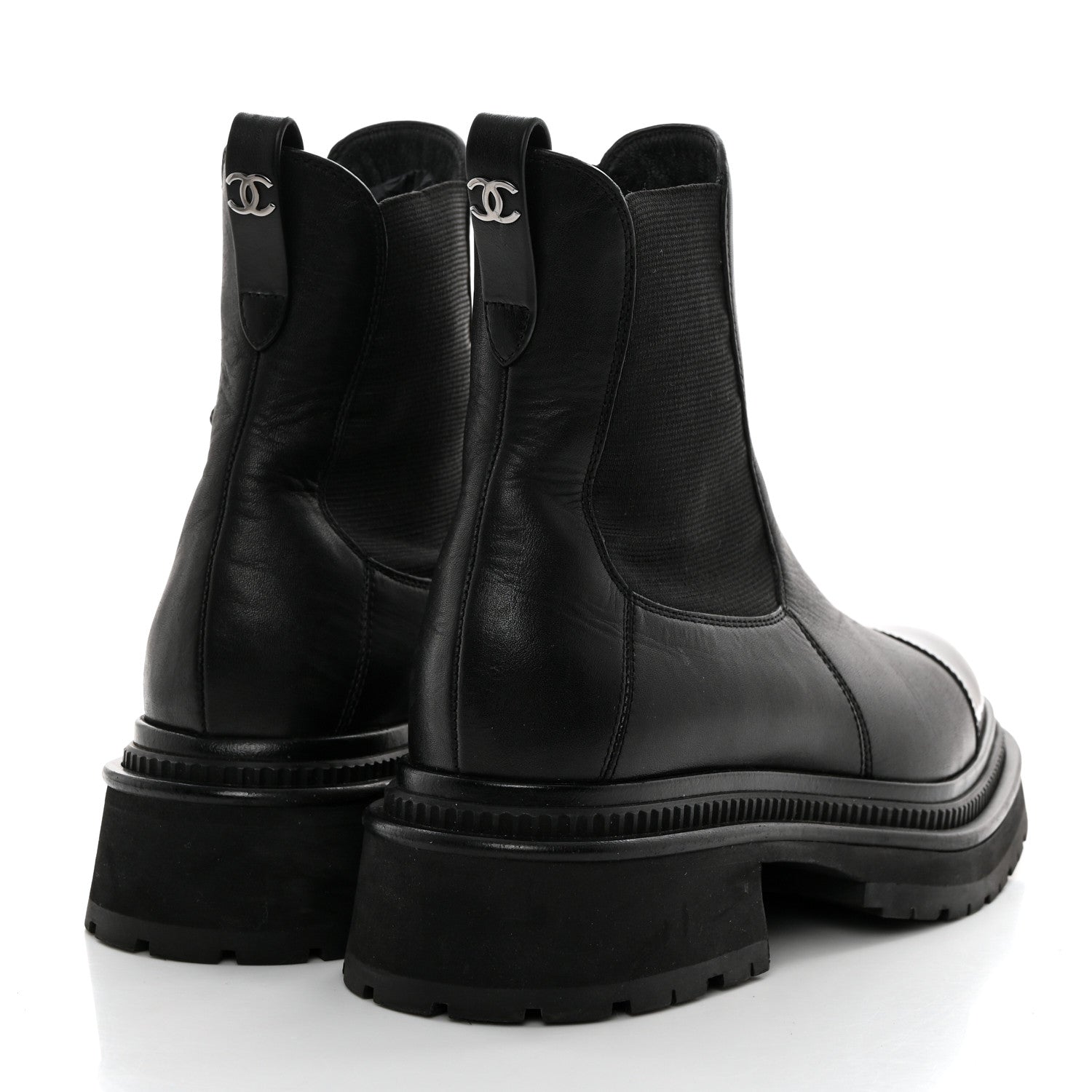 Chanel Crumpled Patent Cap Toe Ankle Boots 37.5 Black 4 of 9