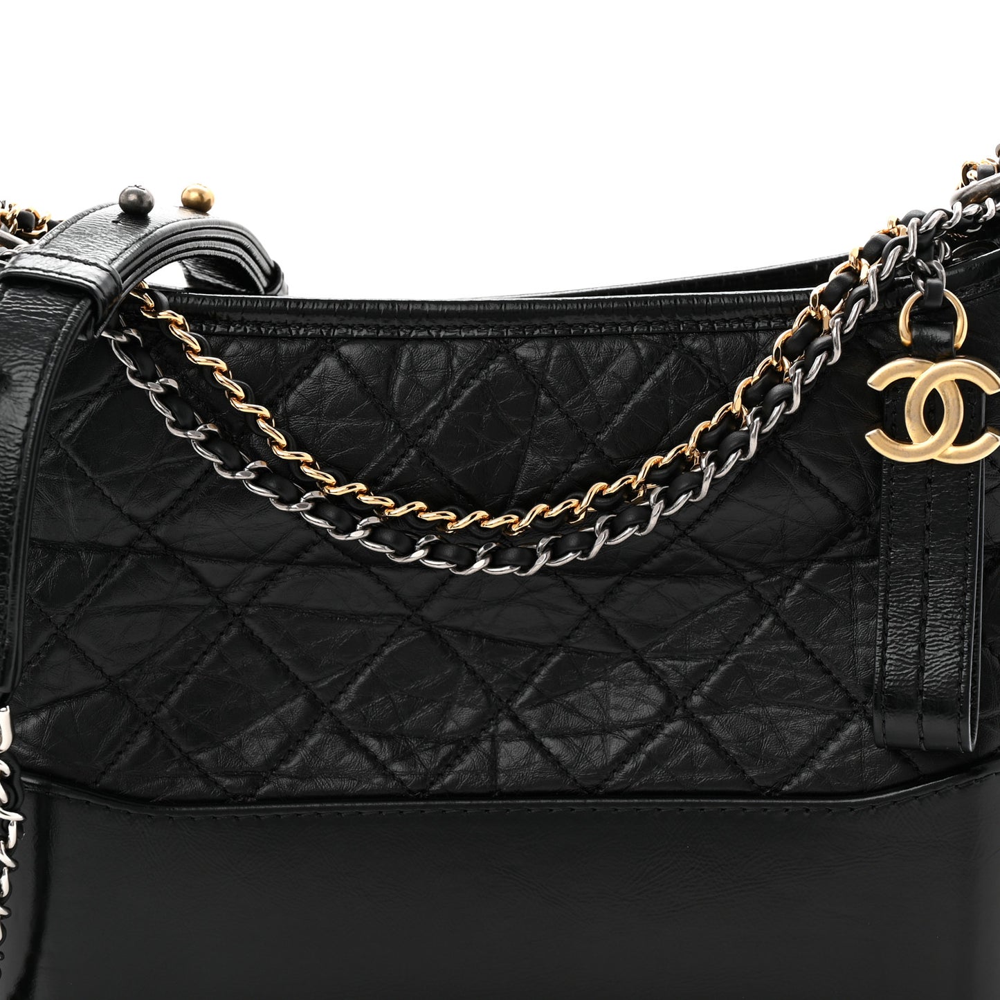 Aged Calfskin Quilted New Medium Gabrielle Hobo Black