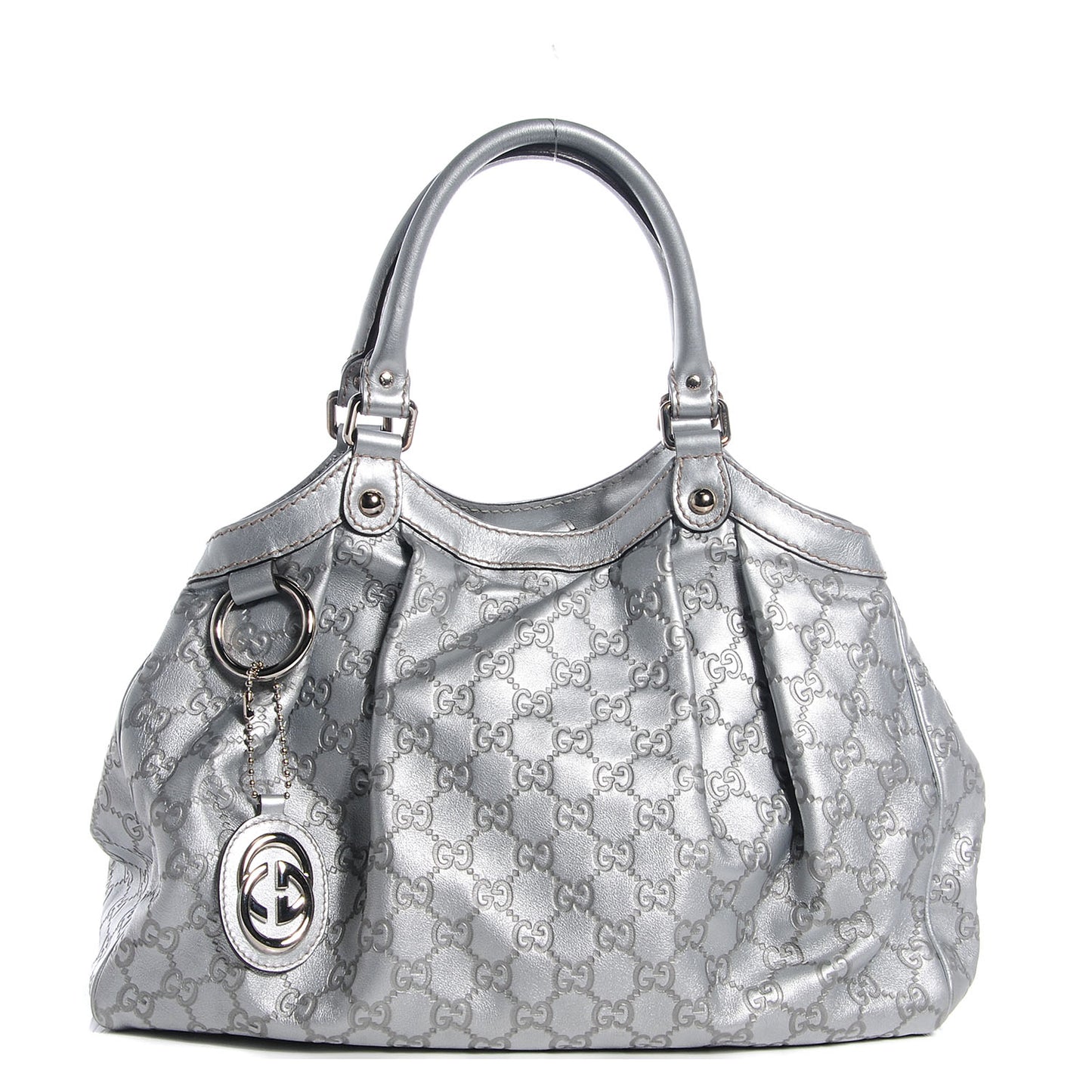 Guccissima Medium Sukey Tote Silver
