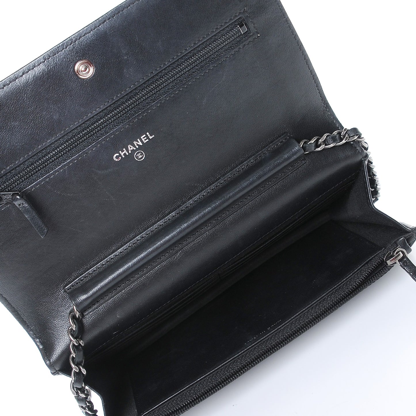 Lambskin Quilted Boy Wallet On Chain WOC Black