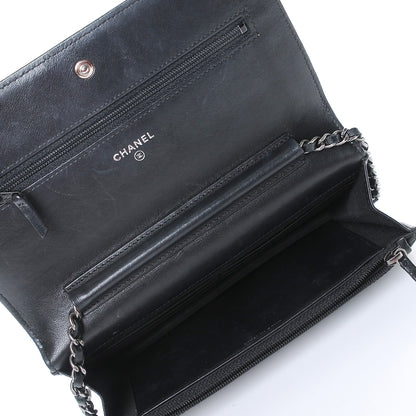 Chanel Lambskin Quilted Boy Wallet On Chain WOC Black 5 of 8
