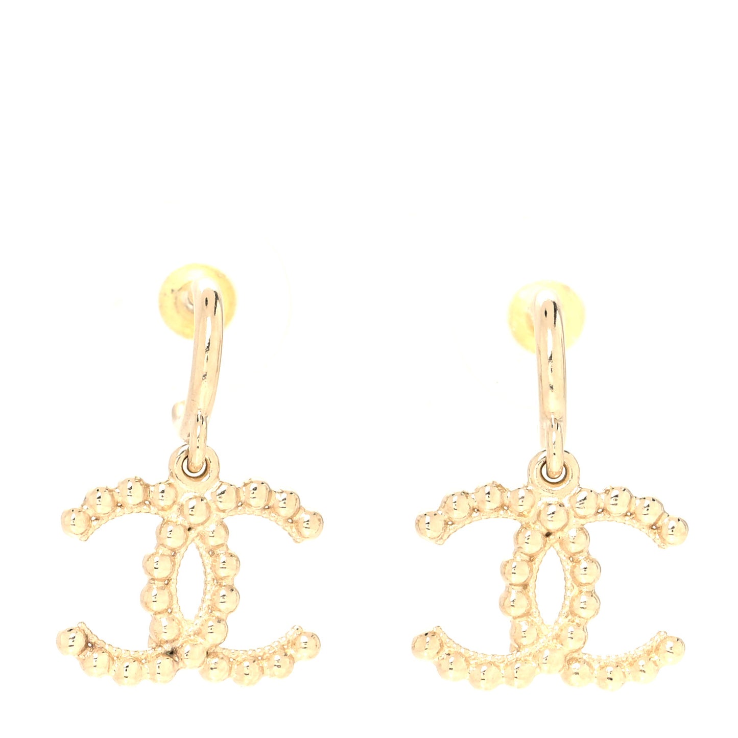 Metal Bead CC Drop Earrings Gold