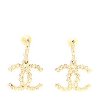 Chanel Metal Bead CC Drop Earrings Gold 1 of 4